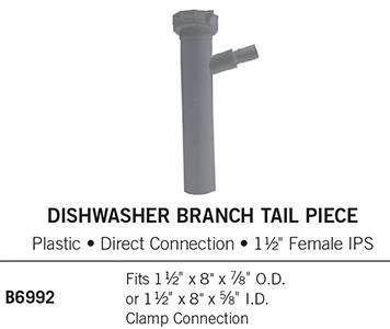 1-1/2"x8" Dishwasher Tailpiece