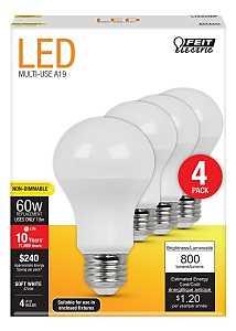 Feit 4PK 9W SW A19 LED Bulb