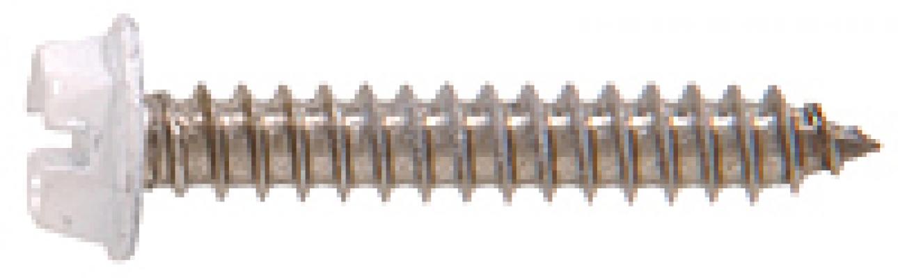 8x1/2 White SS Hex Metal Screw