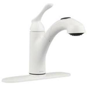 White 1 Handle Pullout Faucet