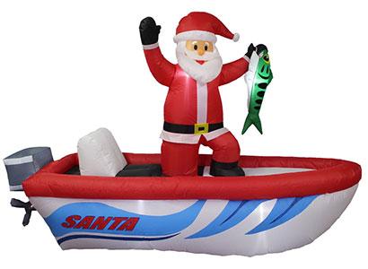 10' Inflatable Santa on a Boat