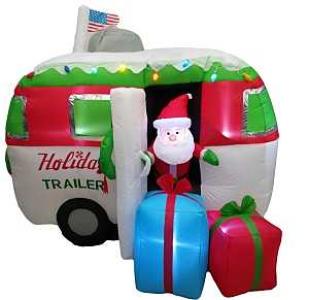 5' Inflatable Santa Trailer