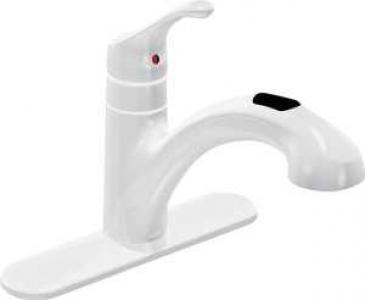White Single Pull Out Faucet