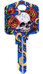 KW1 Skull and Roses Key Blank