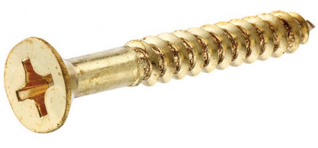 100Pk 8x7/8 FH Brass Wood Screw